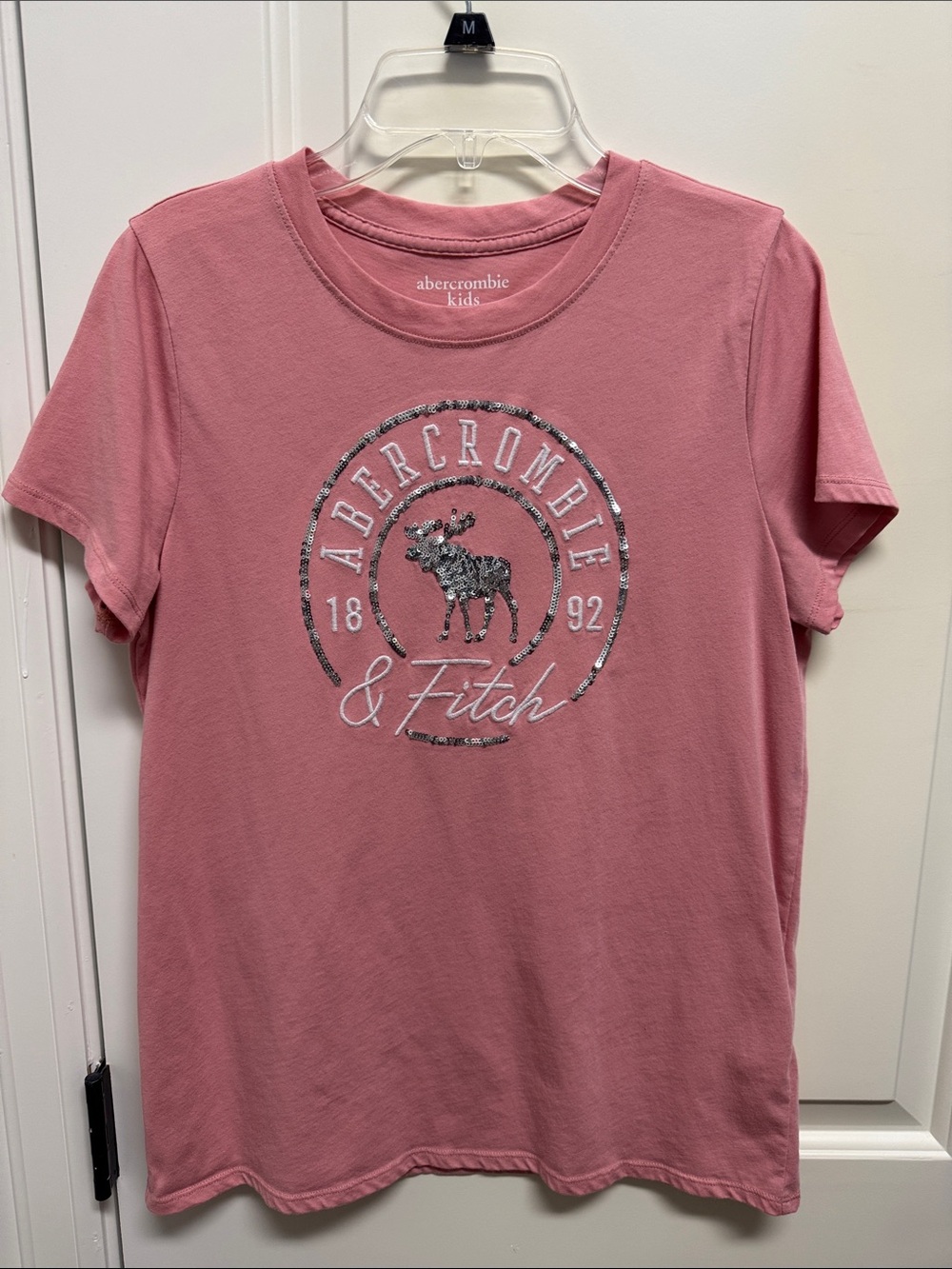 abercrombie kids Dusty Pink Sequin Logo Tee